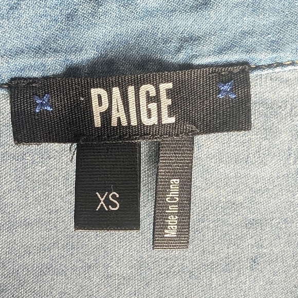 Paige Mila Chambray Denim Shirt Button up Tie Cinch Waist Dress Size XS - Picture 3 of 8
